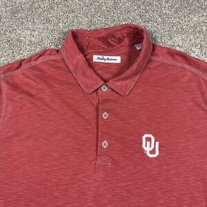 Tommy Bahama Oklahoma Sooners OU Polo Shirt Mens XXL Crimson Red Tencel Slub
